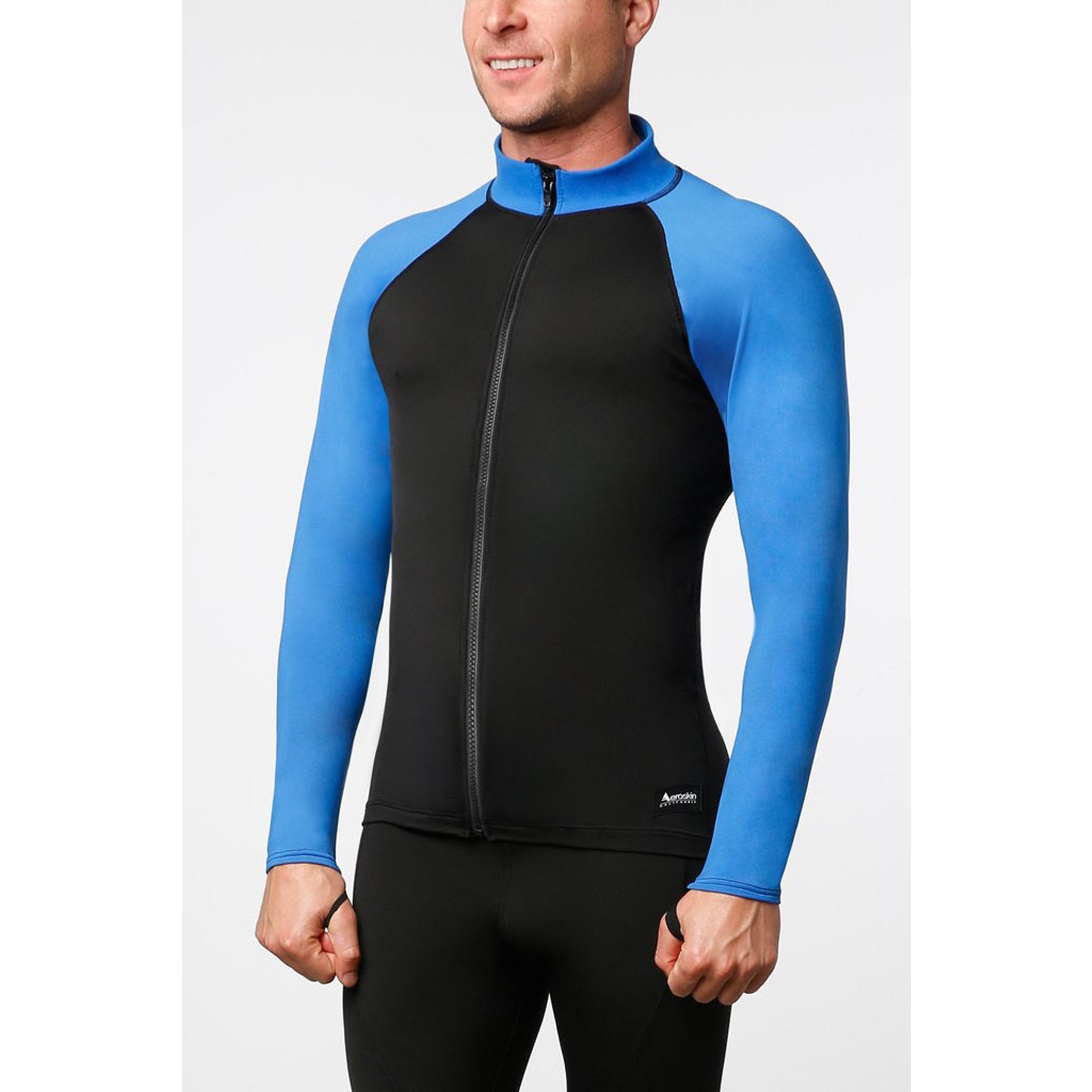 P35C Raglan Long Sleeve Vest With Fuzzy Collar & Front Zip (Unisex)-Top-wetsuit, diver, sharkskin, snorkeling gear, watersports equipment, diving fins, snorkeling mask, ocean reef, Garmin G1